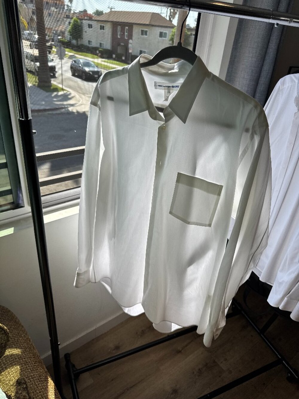 Comme des Garçons Shirt White Cotton Button-Up, Size L, Made in France